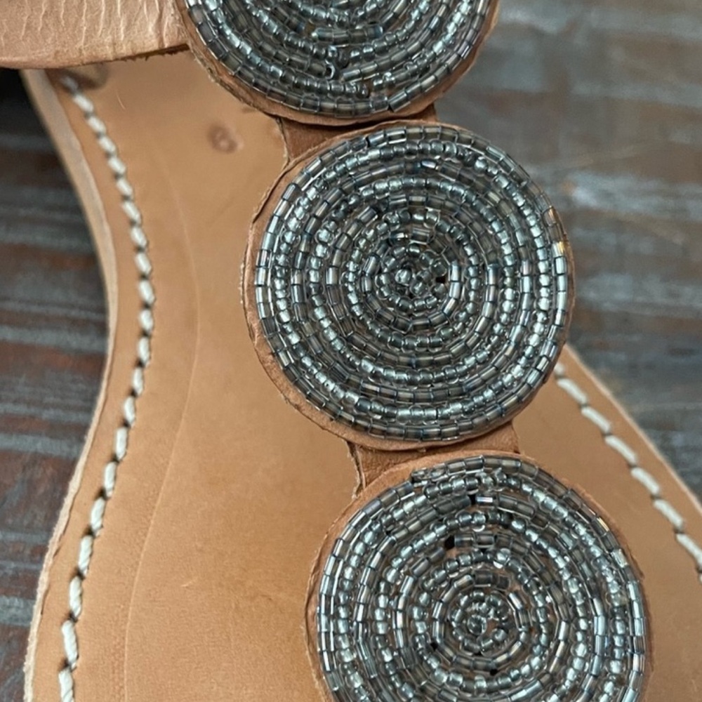 Laidback London Anthropologie handmade leather sandals beaded design Size 39 - Picture 9 of 14